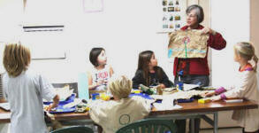 Brenda Berg teaching a Youth Art Class at the Santa Cruz Mountains Art Center